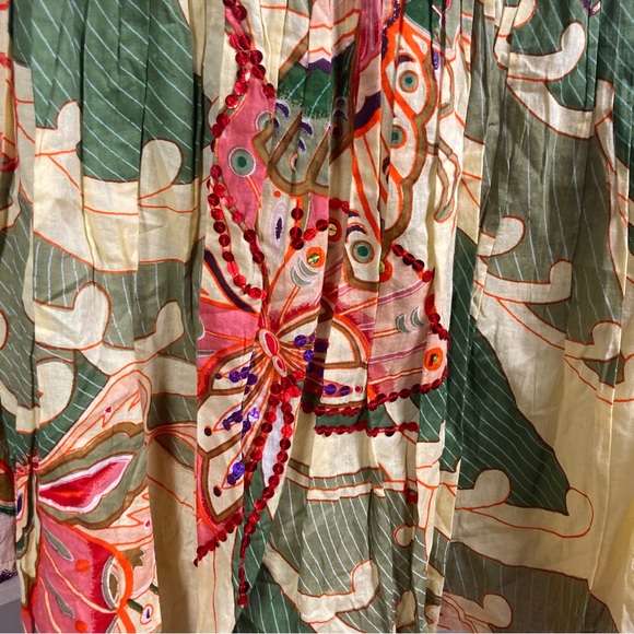 Max Studio Pleated Skirt Sz 8 Multicolor Floral Butterfly Print Beaded fairycore - Picture 5 of 9